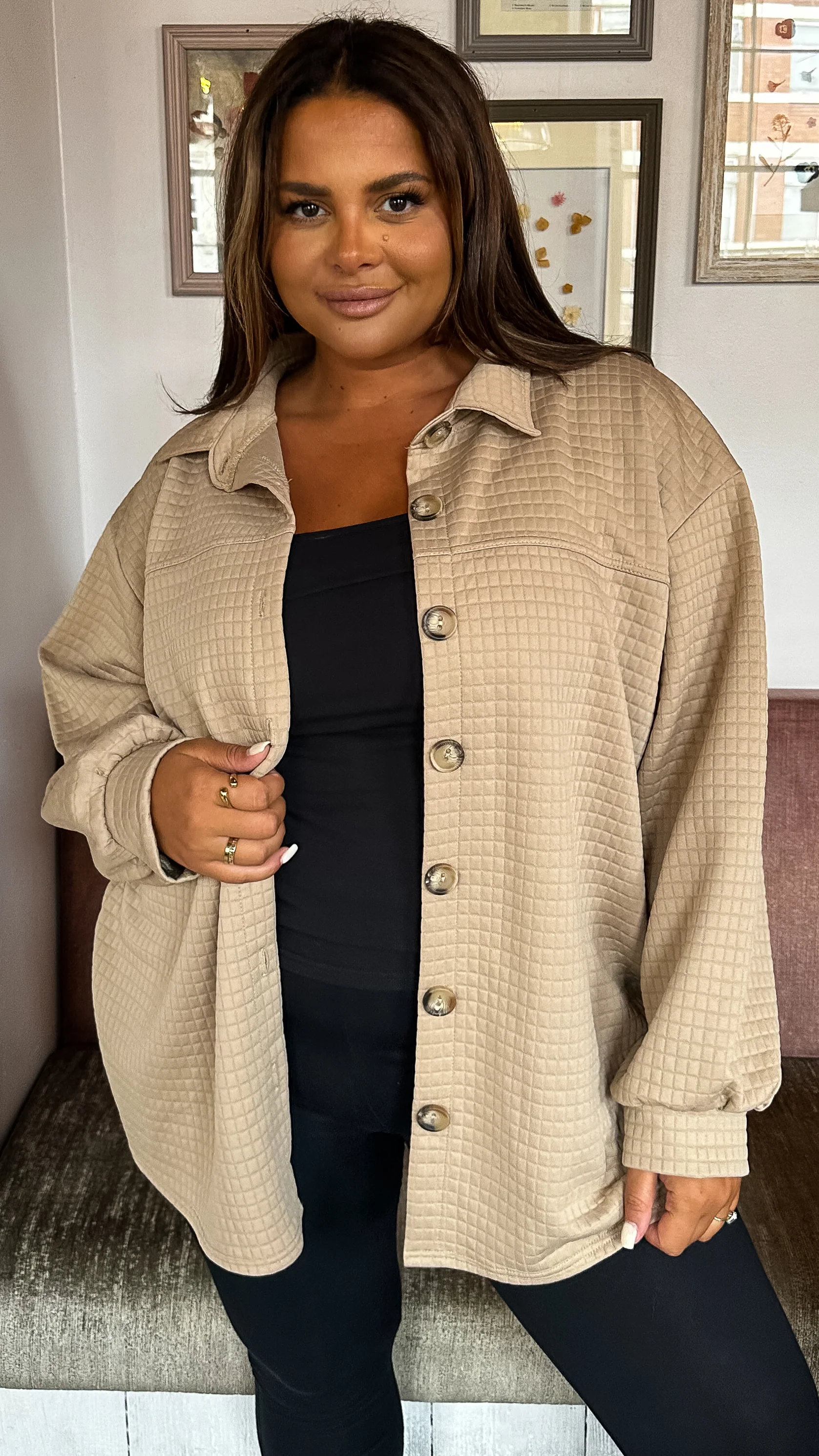 CurveWow Quilted Jacket Camel - Image 2