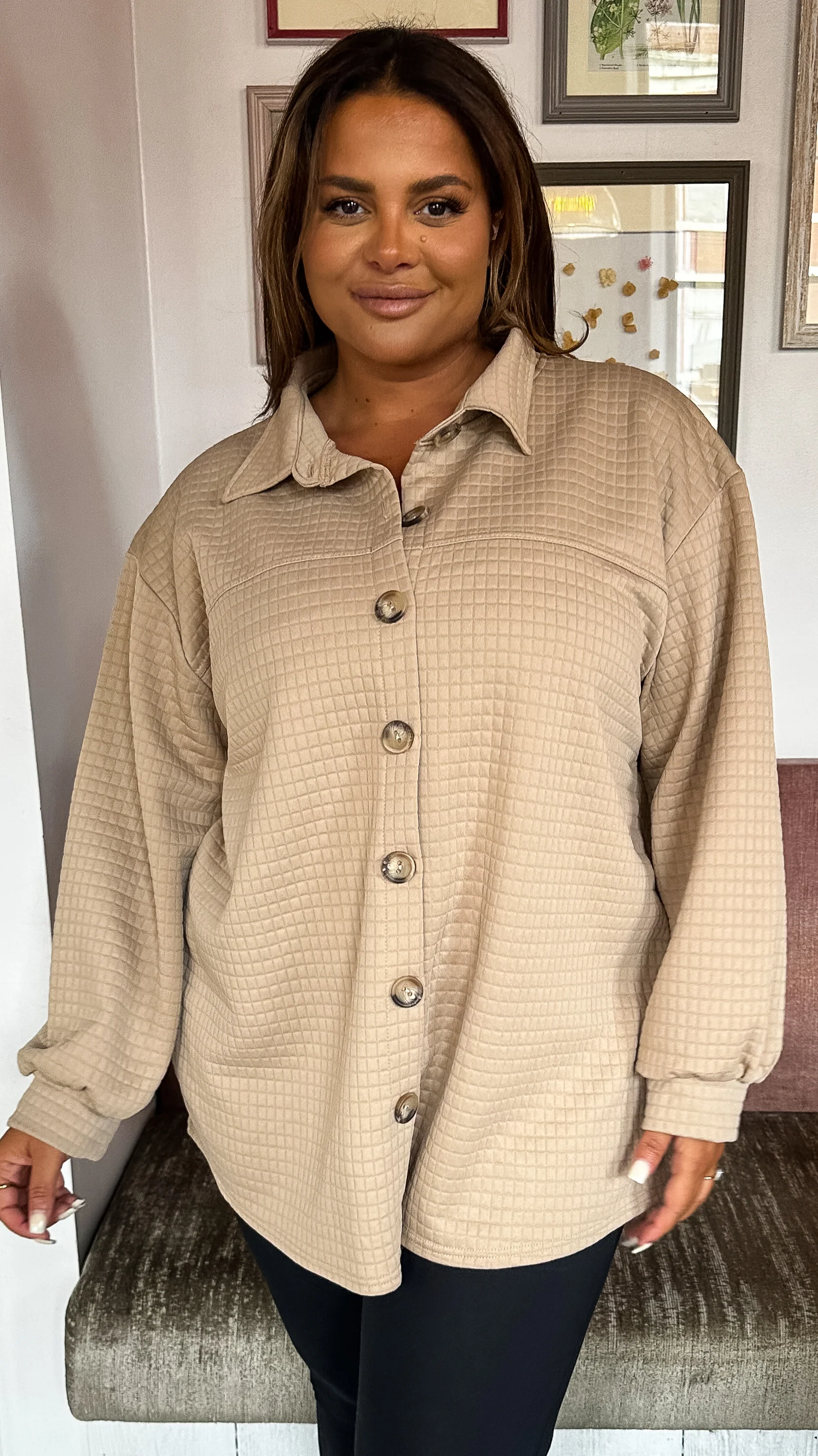 CurveWow Quilted Jacket Camel - Image 3