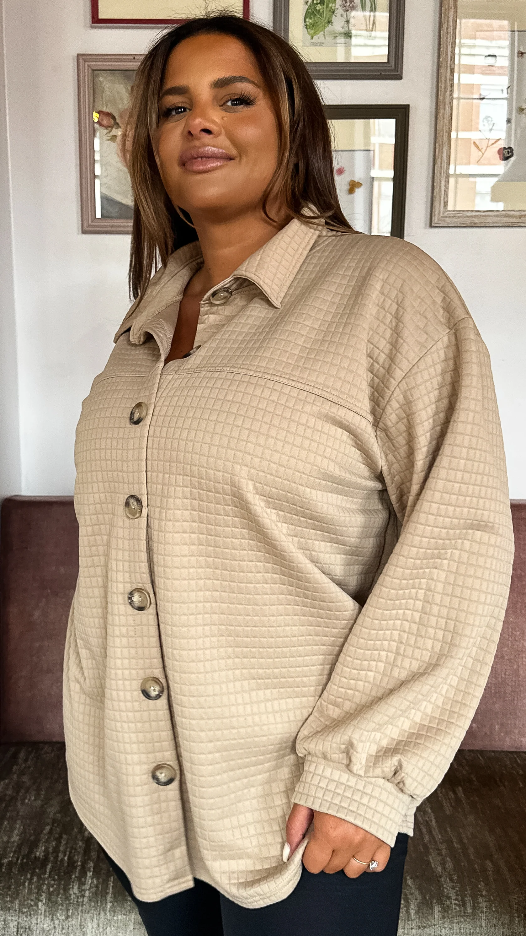 CurveWow Quilted Jacket Camel - Image 4