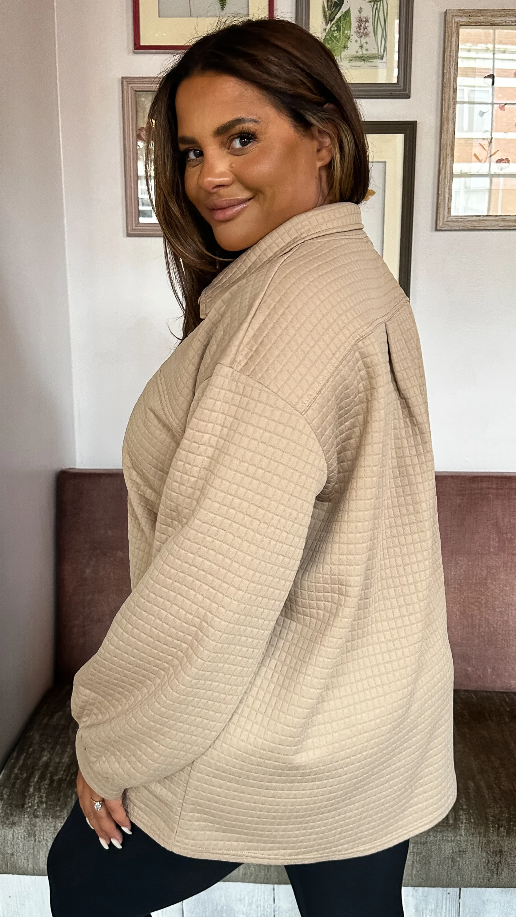 CurveWow Quilted Jacket Camel - Image 6