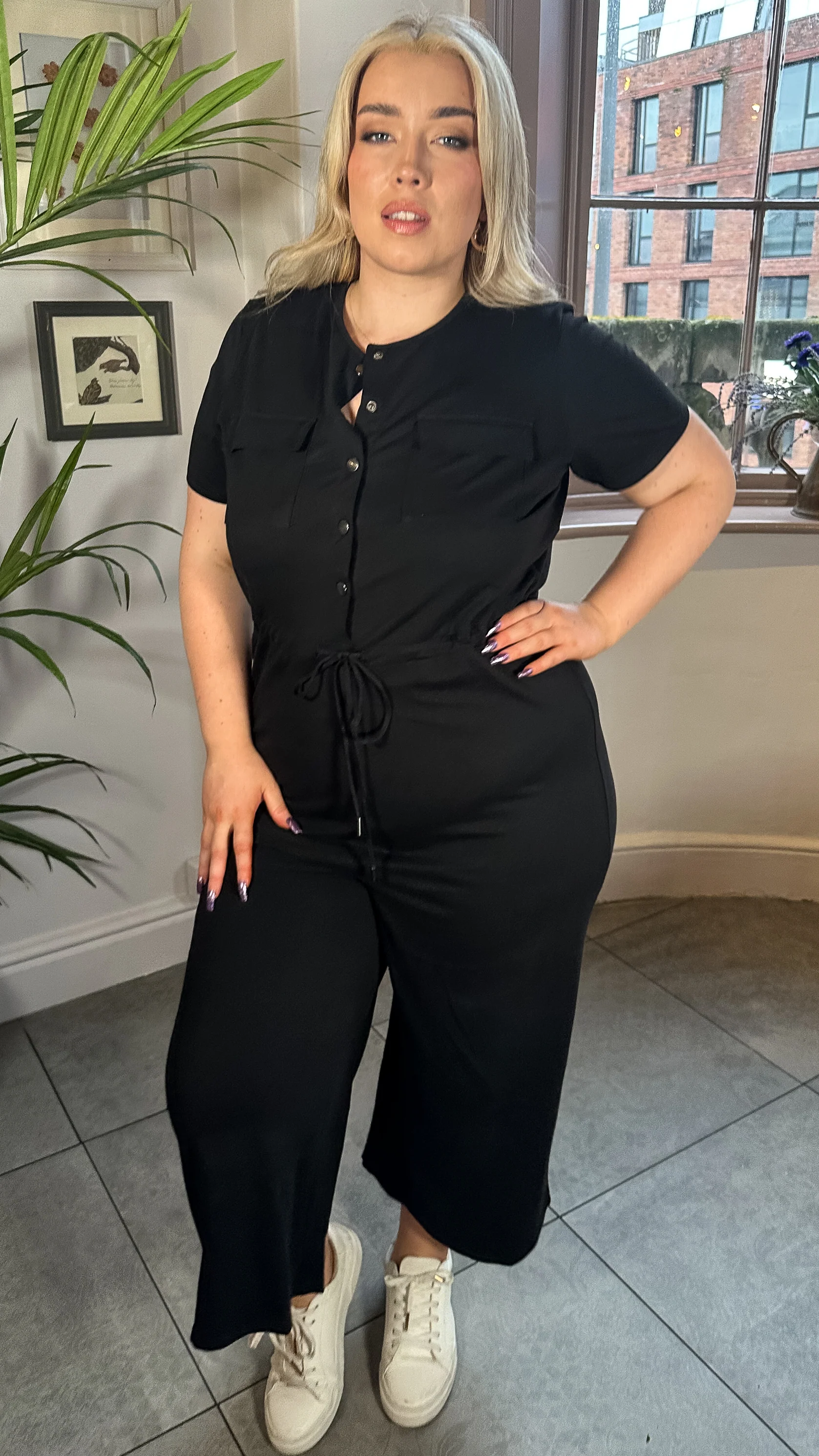 Utility Culotte Jumpsuit Black - Image 4