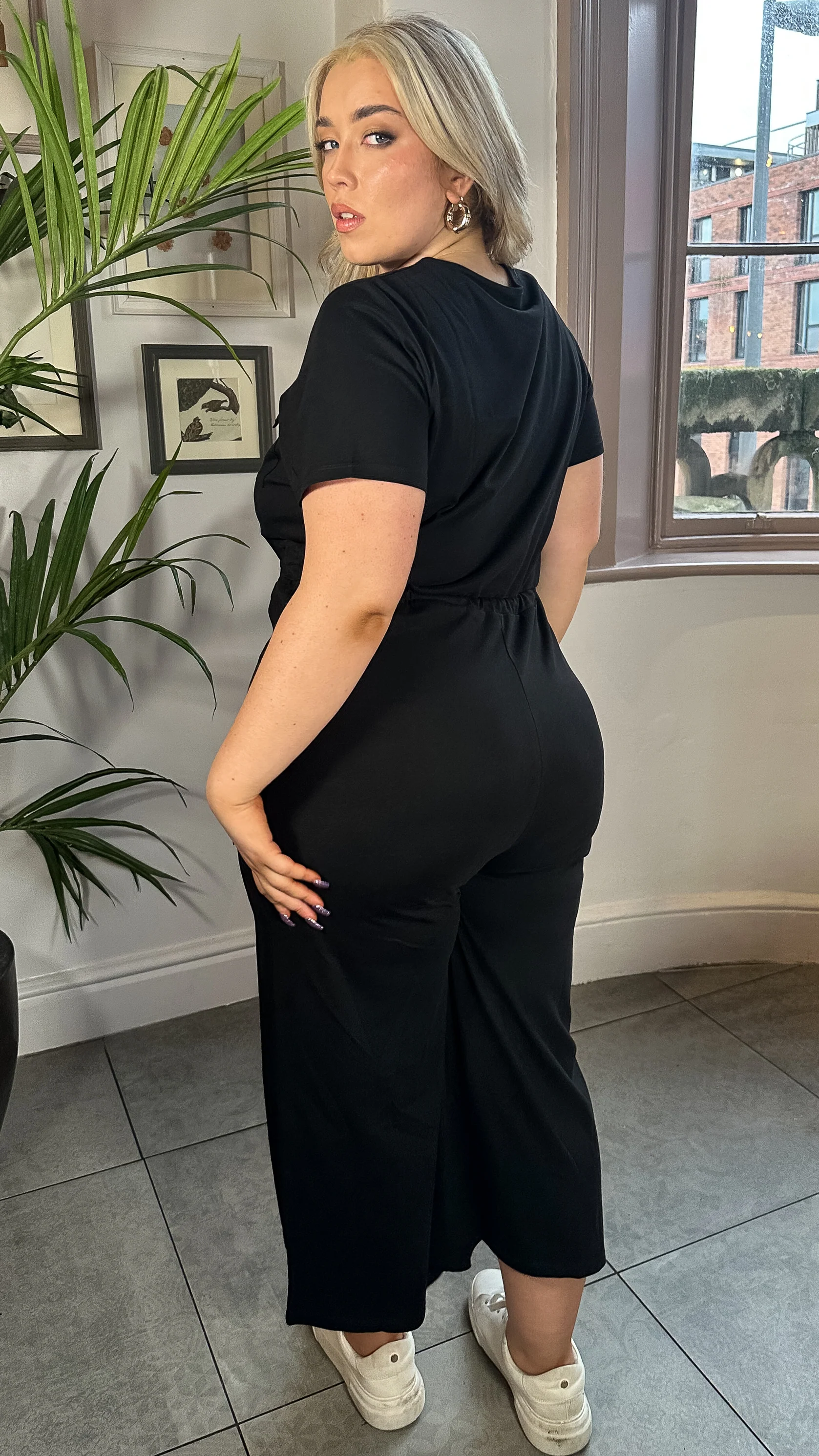 Utility Culotte Jumpsuit Black - Image 5