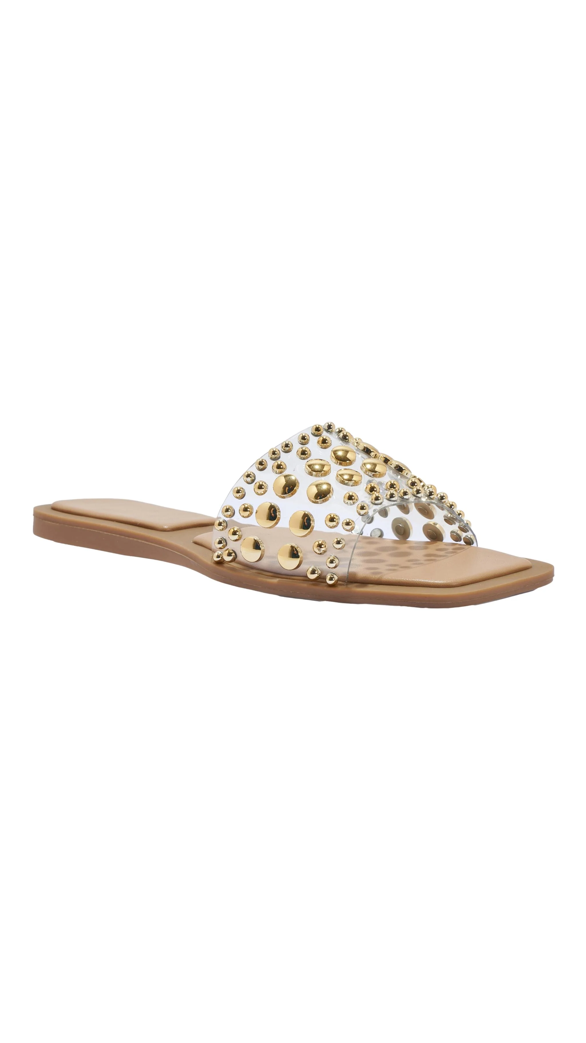 Widefit Clear Studded Mule Sandal Transparent