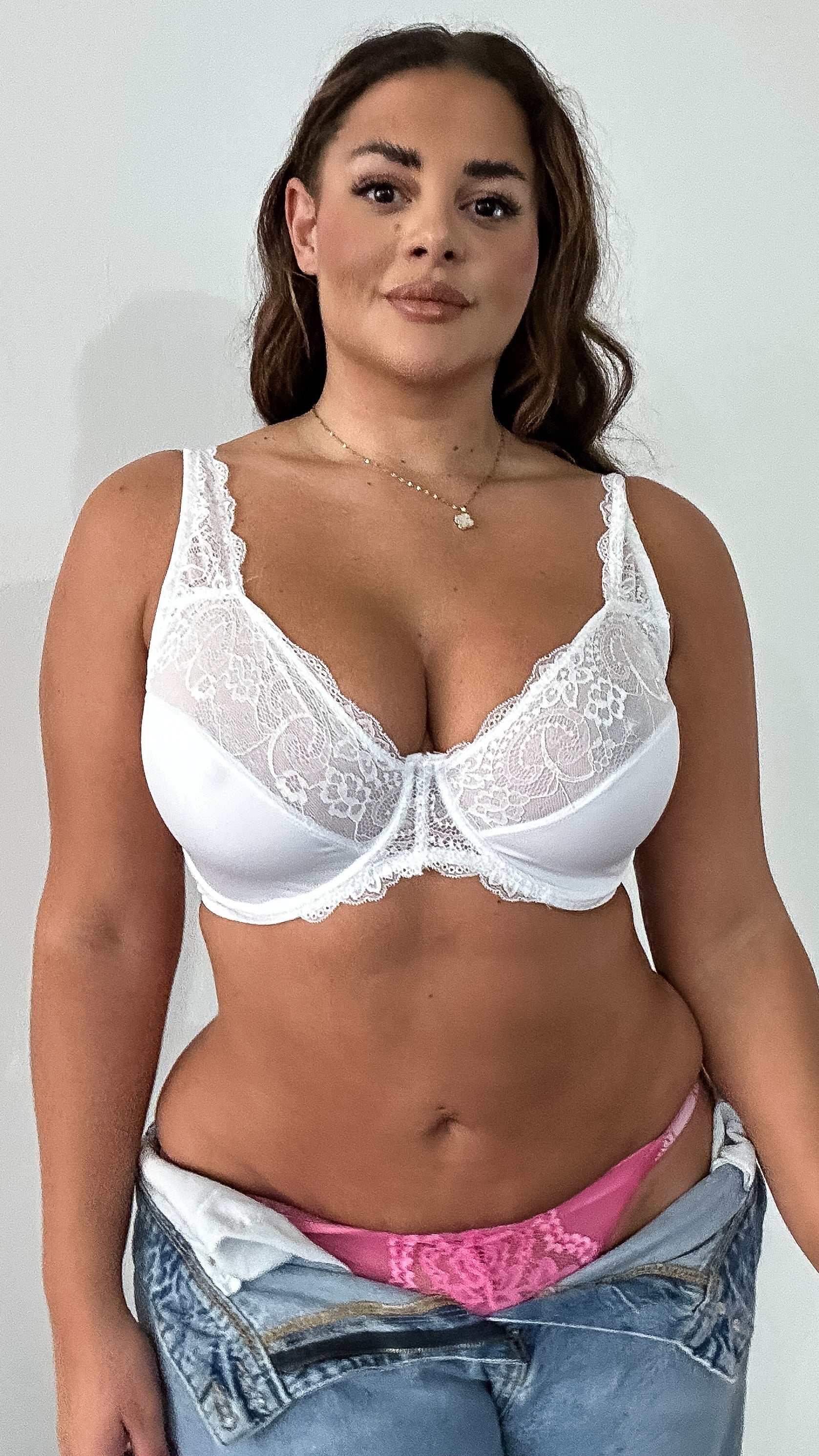 Half Lace Soft Cup Wired Bra White - Image 4